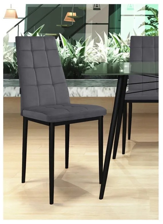 Antracitové zamatové jedálenské stoličky v súprave 2 ks Becca – Støraa
