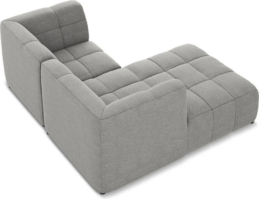 Sivá rohová pohovka z textílie buklé (ľavý roh/s leňoškou) Aloha – Makamii