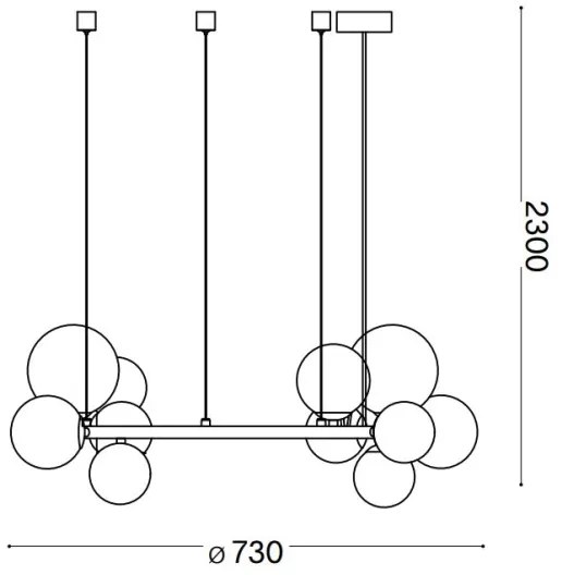 Ideal Lux - LED Luster na lanku PERLAGE 11xG9/3W/230V pr. 73 cm zlatá/dymová