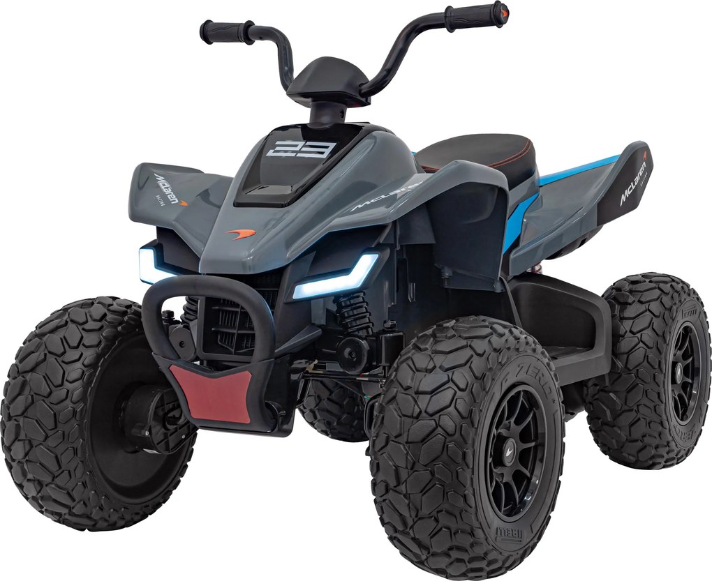 Ramiz McLaren Racing MCL 35 detská štvorkolka šedá + diaľkové ovládanie + pomalý štart + EVA + LED audio