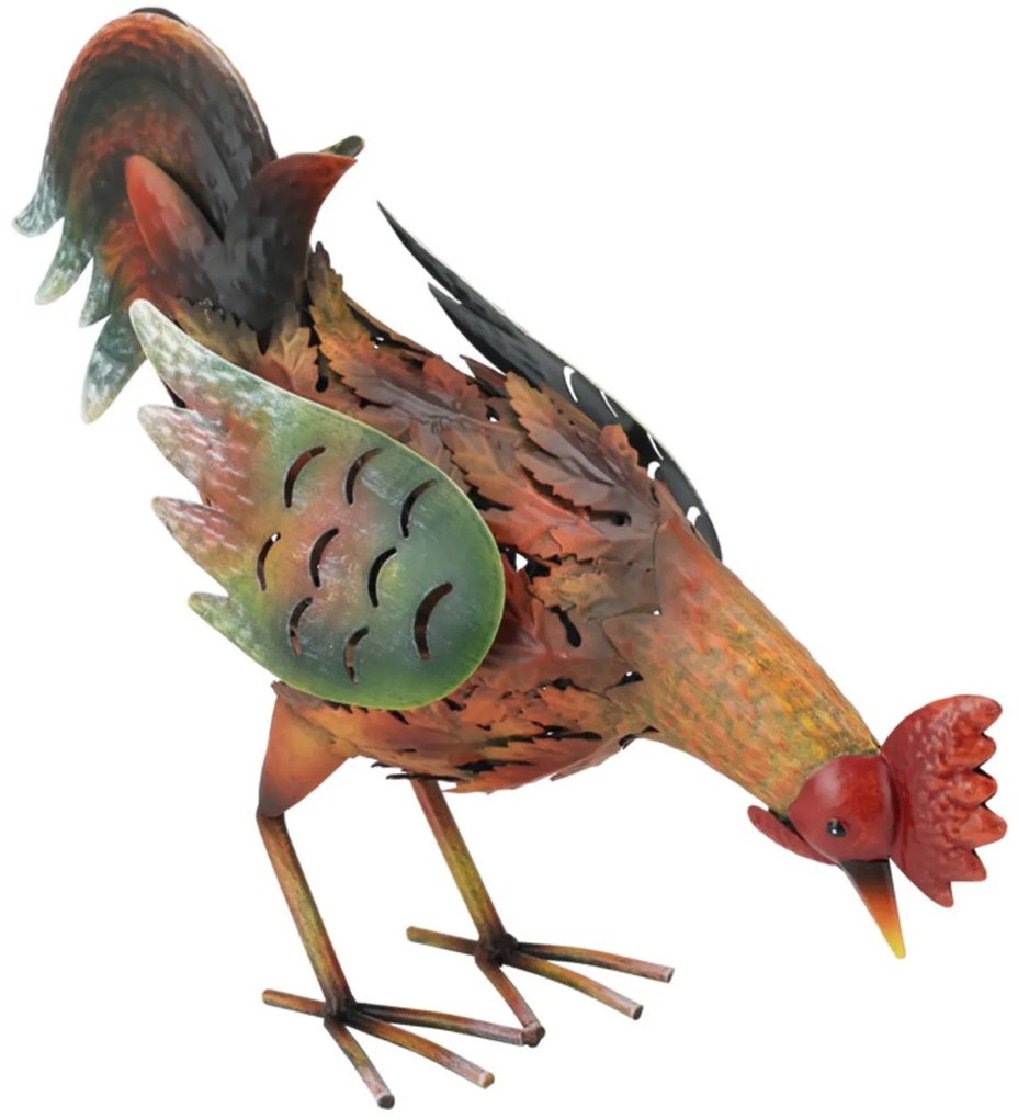 Záhradná kovová figúrka Rooster, 32 cm, viacfarebná