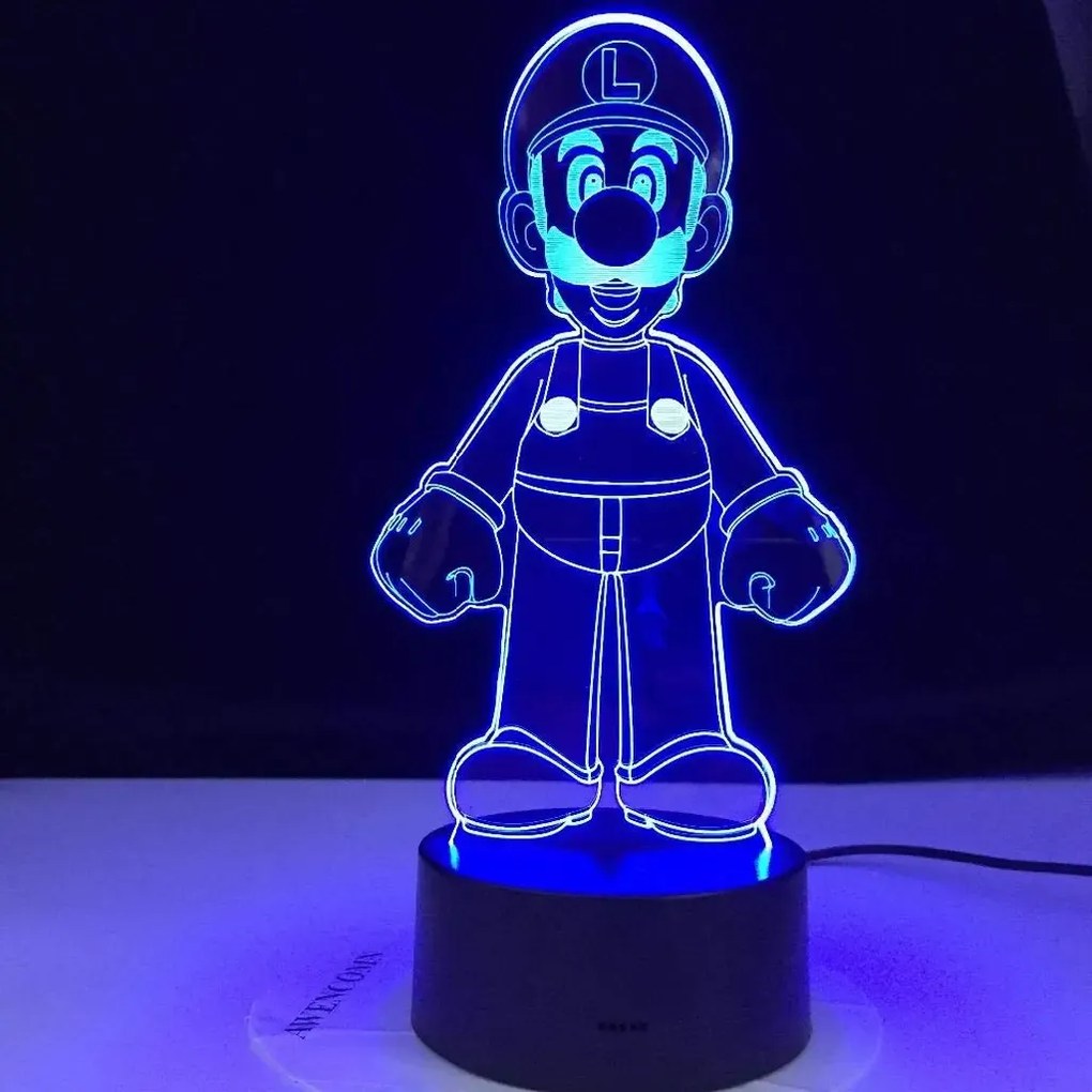 3Dmix 3DL-DRGB029 – 3D LED nočná lampa - Luigi (Mario Kart) (Dual RGB)