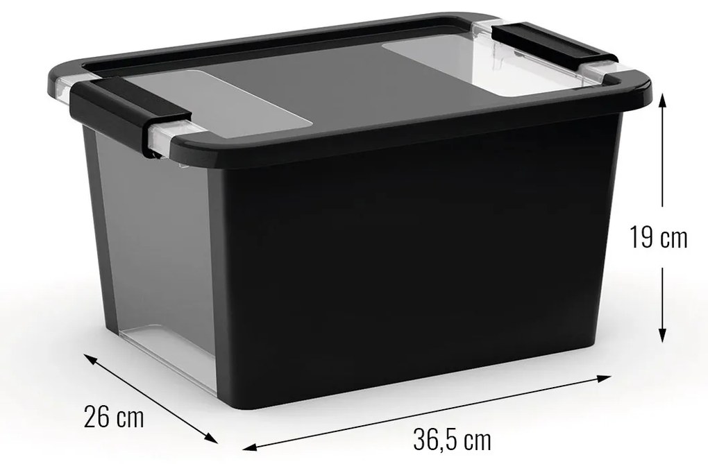 Úložný box z recyklovaného plastu s vekom, veľkosť S - 11 l, 19x36,5x26 cm