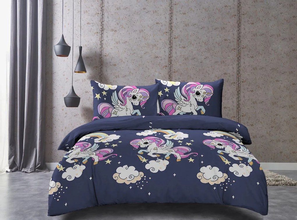 Detské obliečky z mikrovlákna UNICORN modré Rozmer obliečky: 70 x 80 cm | 140 x 200 cm