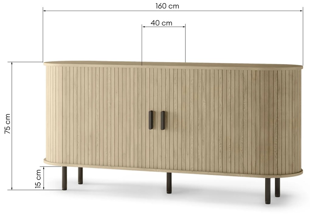 Komoda Gliss 160 cm dub jasný