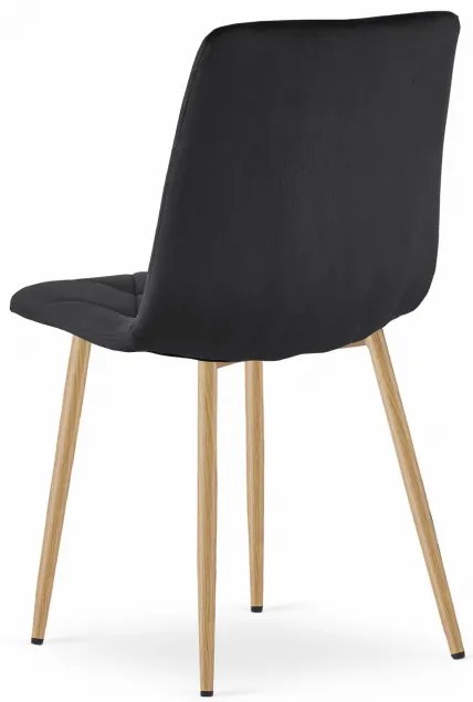 Set štyroch jedálenských stoličiek LIBRA zamatové čierne / drevené nohy (4 ks)