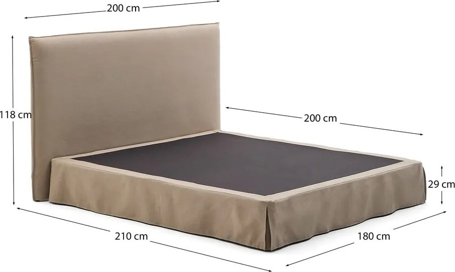 Taupe čalúnená dvojlôžková posteľ 180x200 cm Jaira – Kave Home