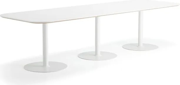 Stôl METRIC, zaoblené rohy, 3000x1000x720 mm, biela