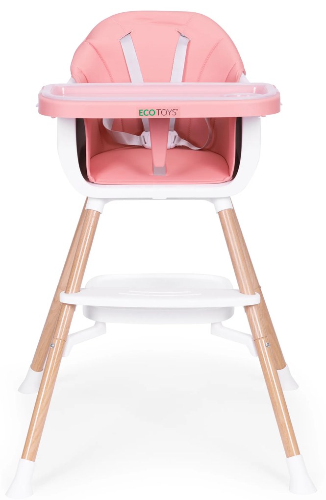Detská stolička na kŕmenie 2v1 ružová ECOTOYS