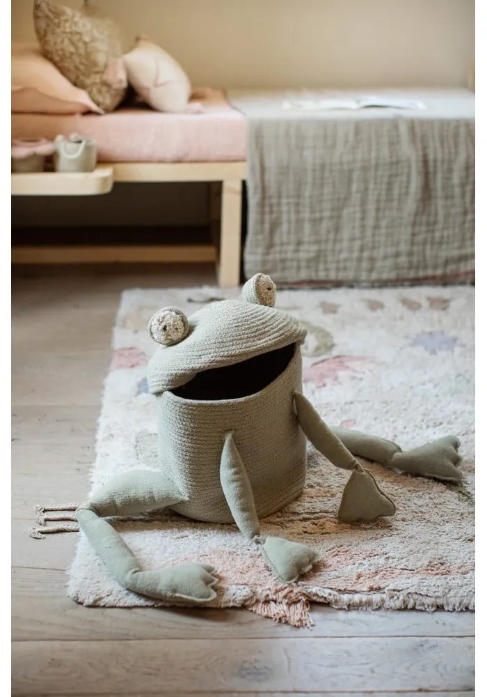 Svetlozelený látkový detský kôš na hračky ø 23x35 cm Fred the Frog – Lorena Canals