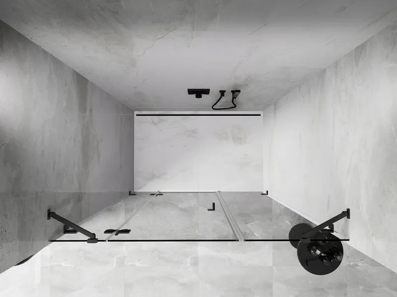 Mexen Lunar, ľavé otočné sprchové dvere 135 cm, 8mm číre sklo, brúsený grafit profil, 834S-135-050-66-00-L