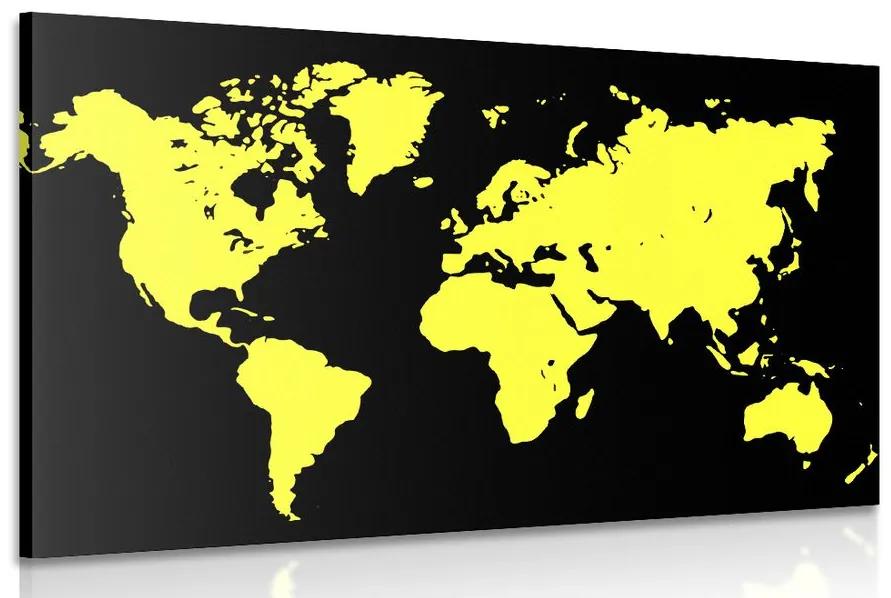 Obraz žltá mapa na čiernom pozadí Varianta: 120x80