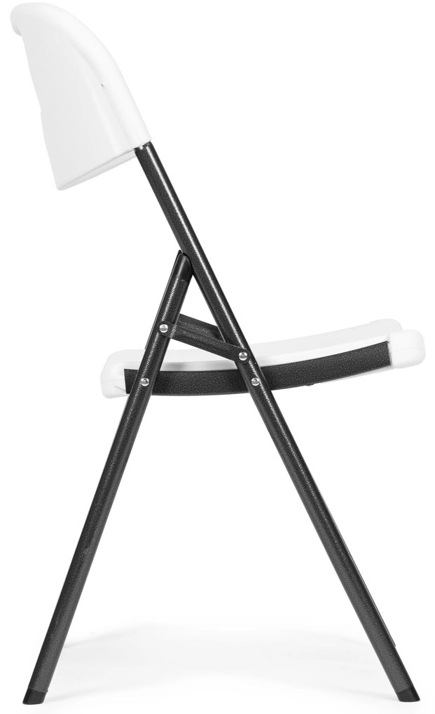 ModernHome Sada 4 skladacích stoličiek, kovový rám HDPE - biela, ModernHome