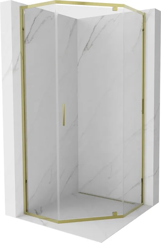 Mexen Exo-R päťhranná sprchová kabína 90 x 90 cm, transparentná, zlatá - 812-090-090-50-00