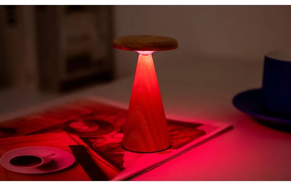 LED stolová lampa v prírodnej farbe s dreveným tienidlom (výška 14 cm) Sylva – Gingko