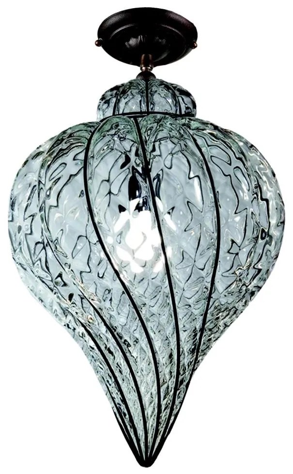 SIRU - Prisadený luster GOCCIA 1xE27/60W/230V pr. 25 cm číra/hnedá benátske sklo