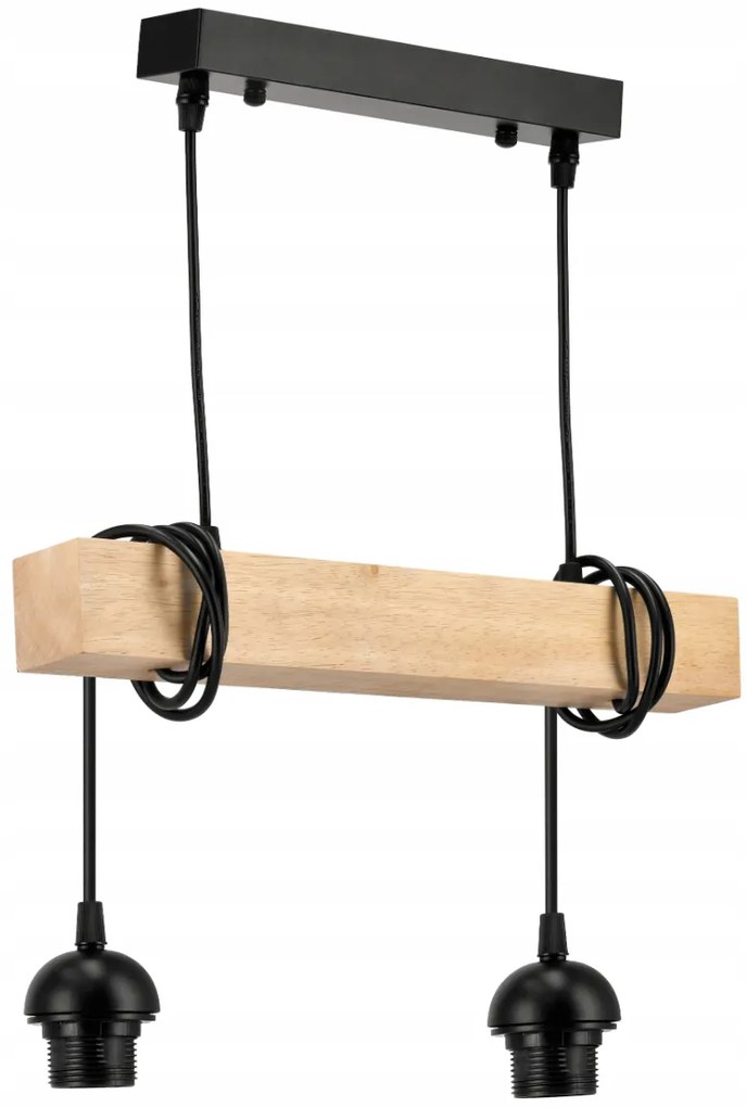 BERGE LED závesné stropné svietidlo, drevený trám, 2xE27, luster Loft Brylant