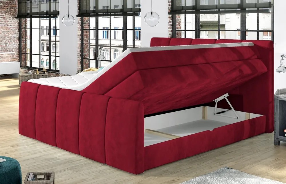 Posteľ boxspring Fresco 180x200 cm, červená látka