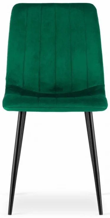 Set 4 kresiel LAVA - tmavozelený zamat / čierne nohy