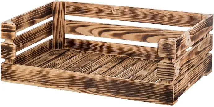 ČistéDřevo Opálená dřevěná bedýnka otevřená 60 x 39 x 20 cm