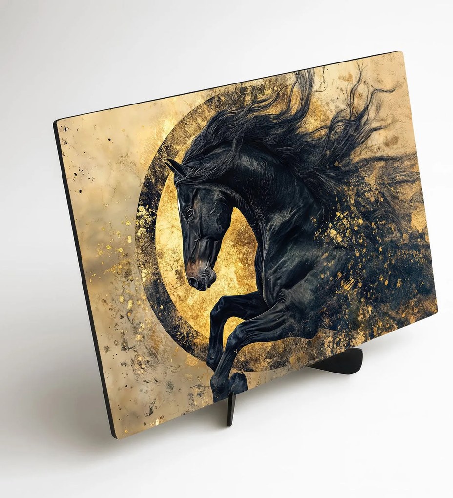 DUBLEZ | Drevený obraz koňa - Cválajúci mustang