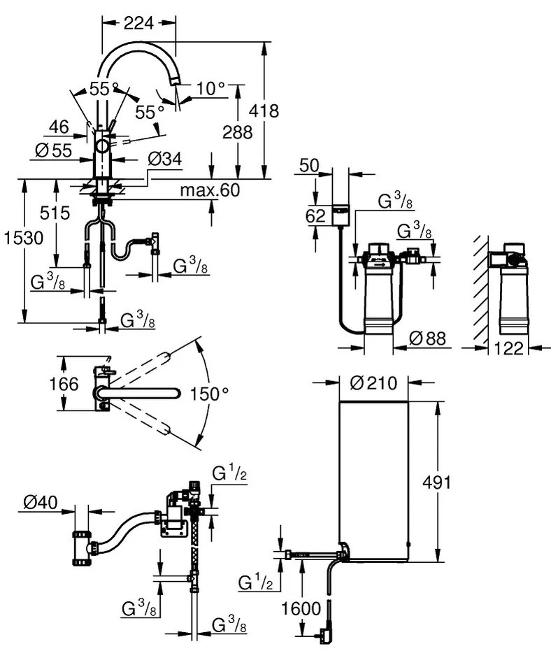 GROHE Red Duo - Batéria a bojler, veľkosť L, chróm 30079001