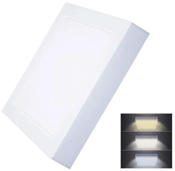 Solight WD173 Stropný mini panel LED 18W, 1530lm, 3000K/4000K/6000K, štvorcový, IP20, biela