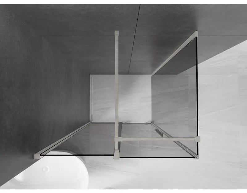 Mexen Velar, sprchový kút s posuvnými dverami 130 x 85 cm, 8mm šedé sklo, brúsená oceľ, 871-130-085-41-97