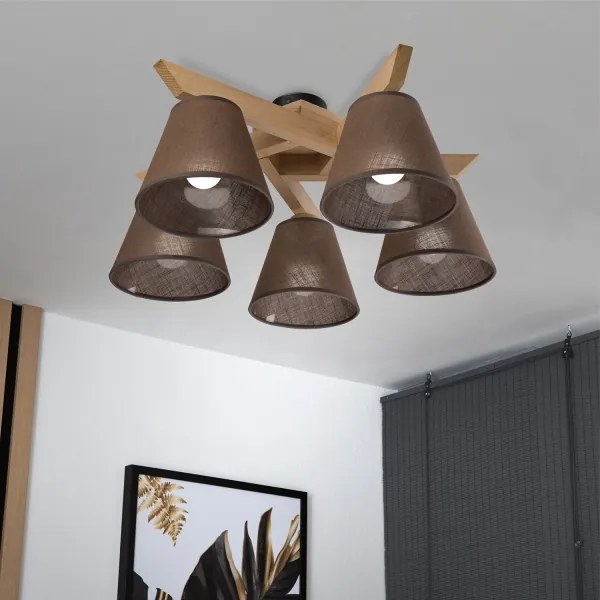 Brilagi - LED  Prisadený luster ANTHONY 5xE14/40W/230V dub/hnedá