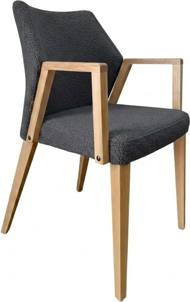 Čalúnené polo-kreslo ZORA s dubovými nohami a podrúčkami, 56x60x87 cm Catch-Me27