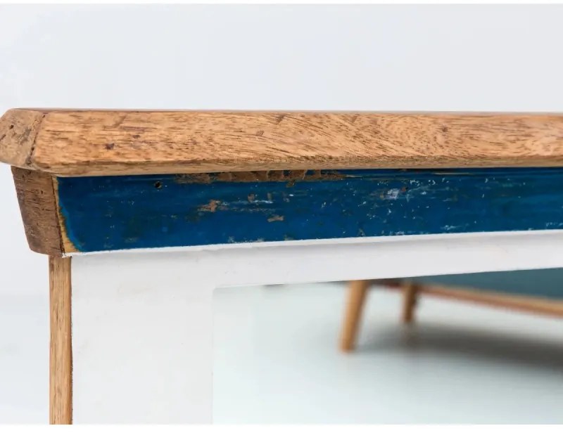 furniture-nabytek.cz - Masívne kúpeľňové zrkadlo Perth z recyklovaného dreva, lakované, biele / hnedé – 70×14×70 cm