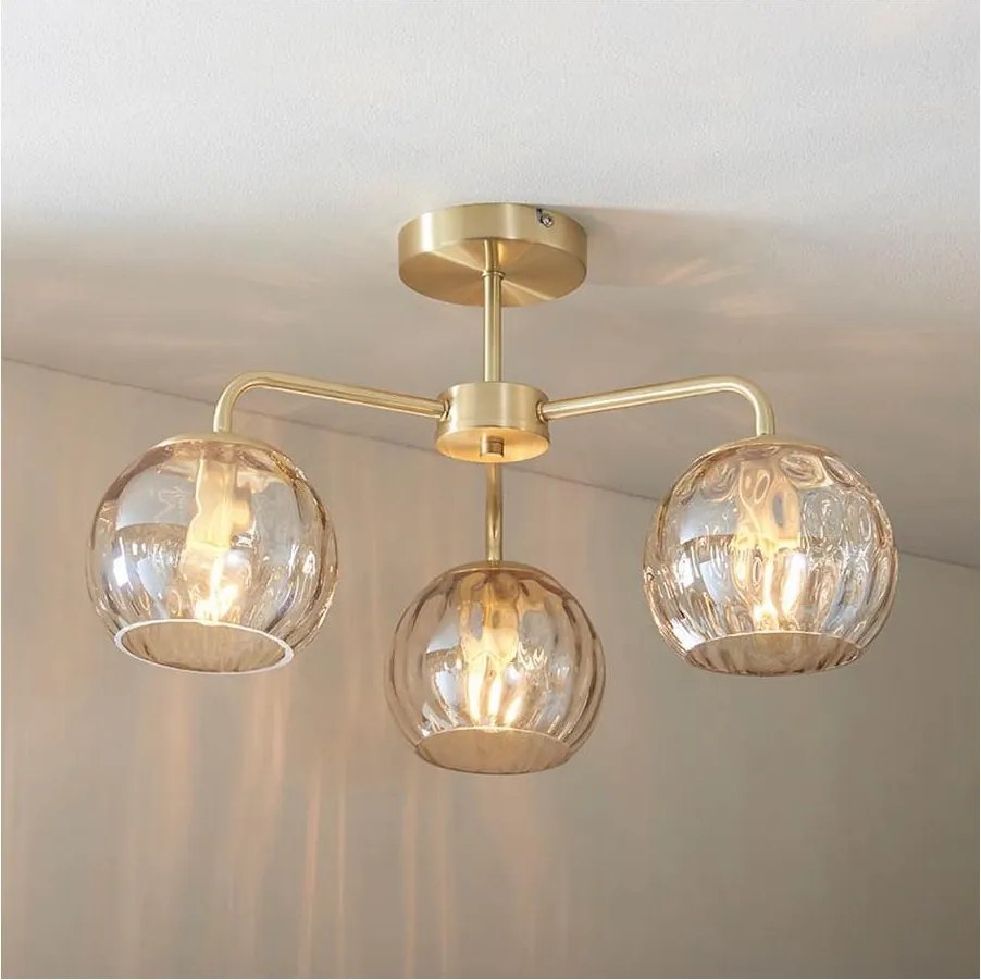 Endon 91968 - Prisadený luster DIMPLE 3xE14/25W/230V zlatá/dymová béžová