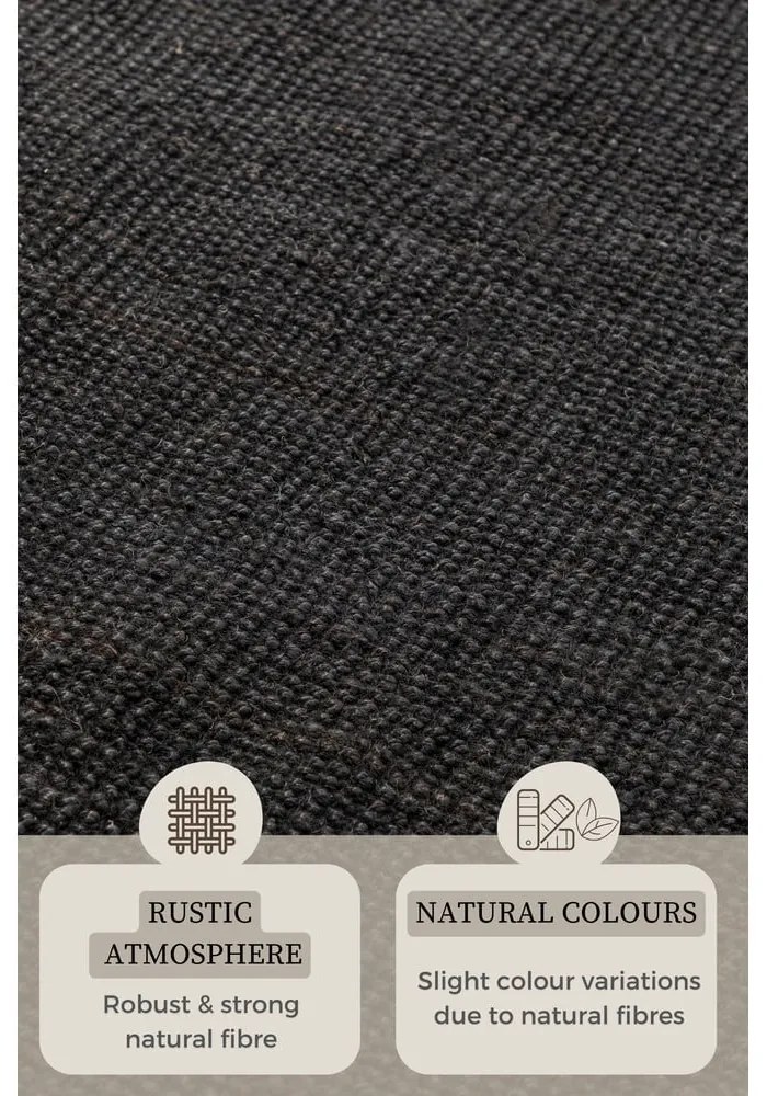 Čierny jutový koberec 80x150 cm Bouclé – Hanse Home