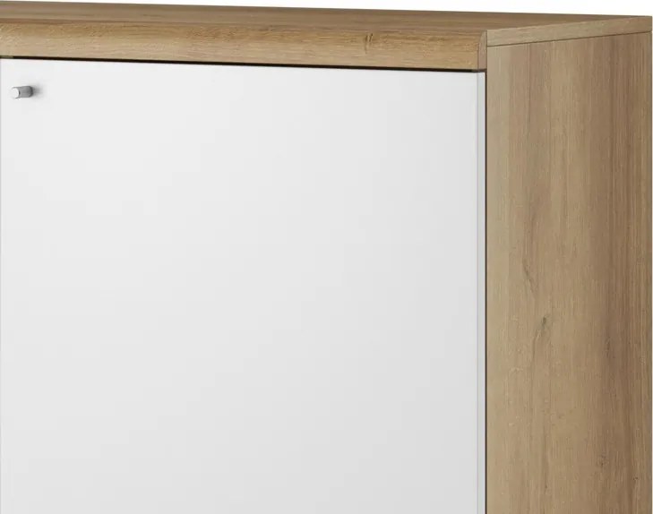 Nízká vitrína Primo, dub riviera/biela