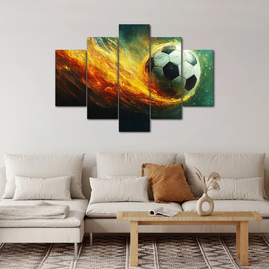 Obraz - Futbalová lopta v lete (150x105 cm)