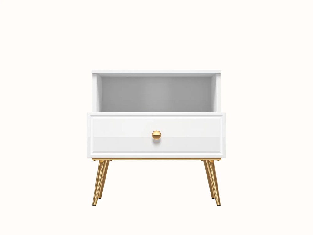 NOČNÝ STOLÍK BELLINI BIELY VYSOKÝ LESK