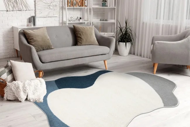 Koberec FUSION Shape 5710 biely / modrý