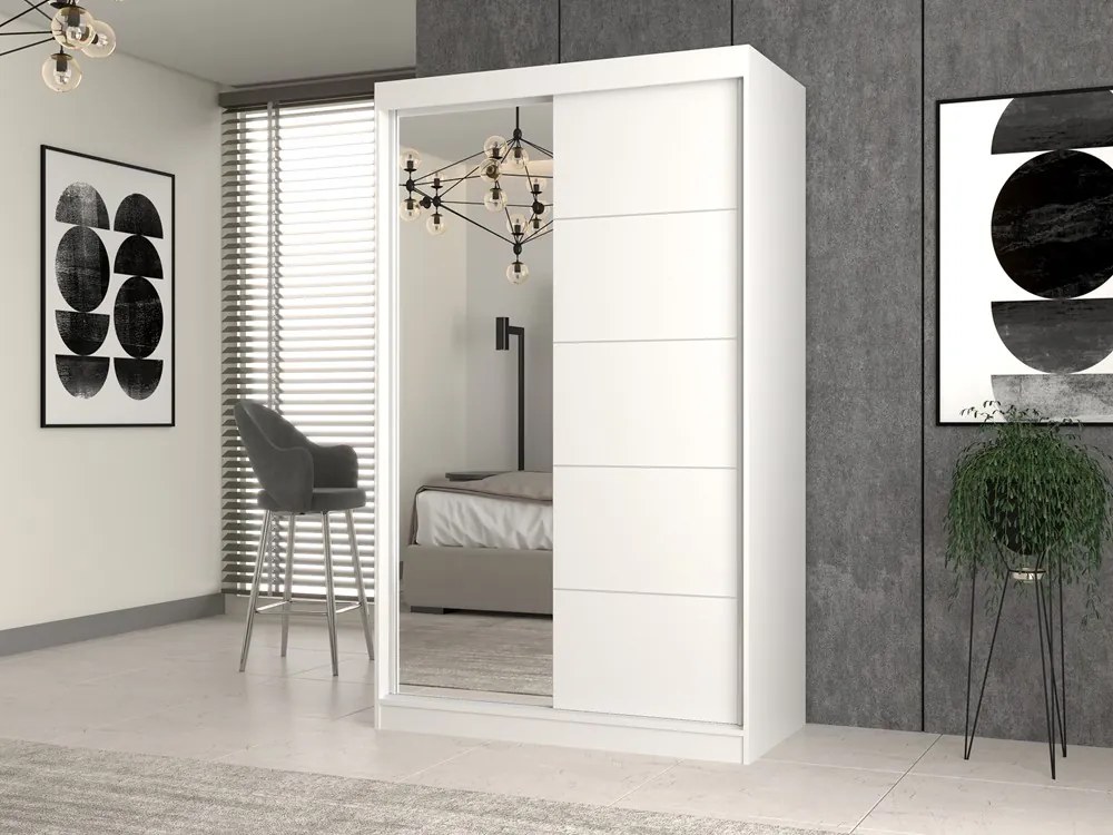 Šatní skříň se zrcadlem Iga A/C 120 cm bílá