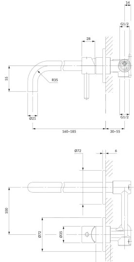OMNIRES Y1215HCR - Umývadlová batéria na podomietkovú inštaláciu Y lesklý chróm