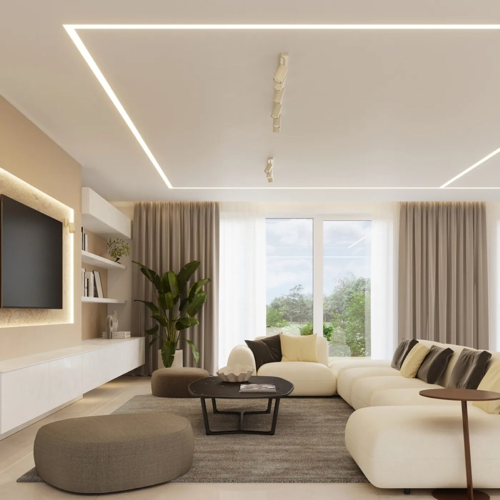 Bodové svietidlo Ring, 3x béžové kovové tienidlo, (možnosť polohovania)