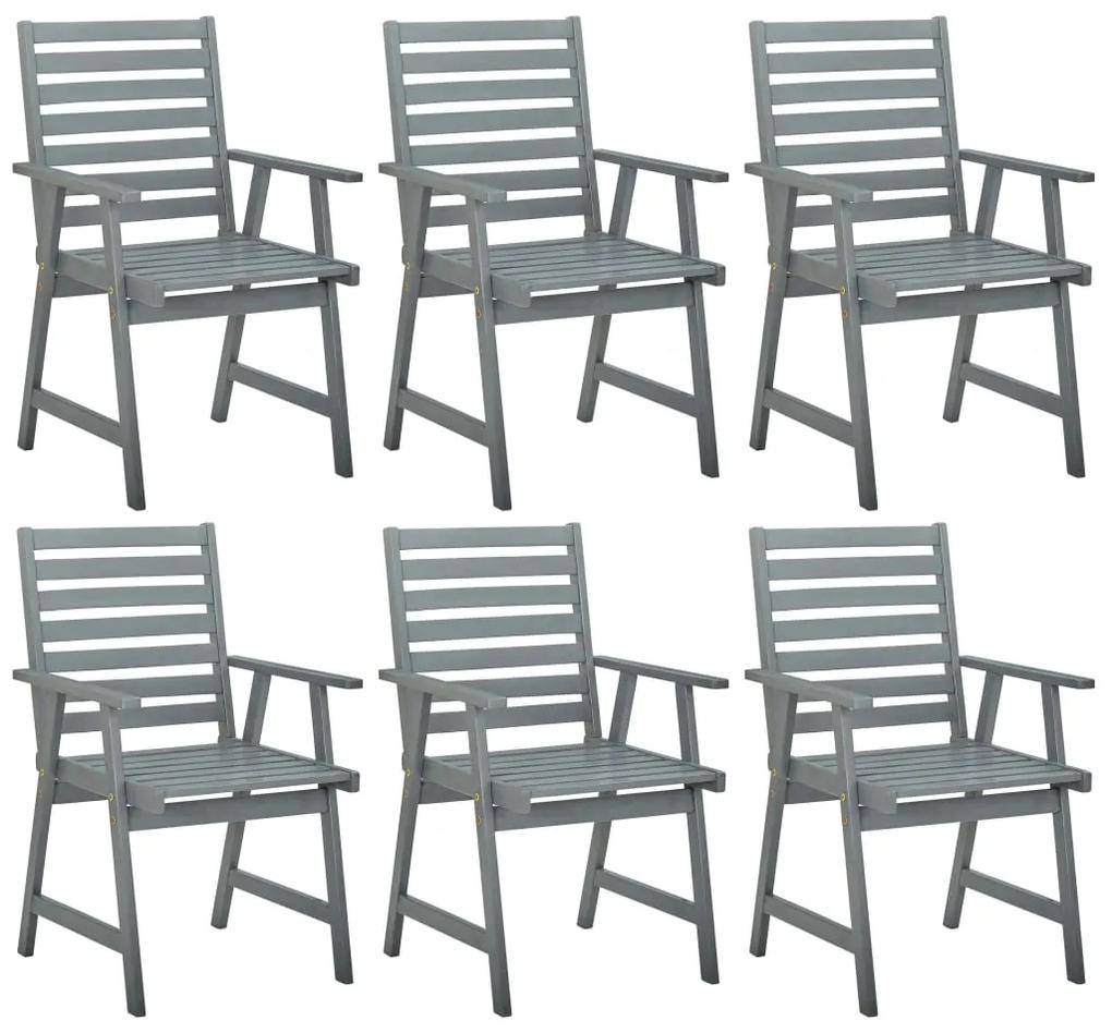 Vonkajšie jedálenské stoličky 6 ks sivé akáciový masív