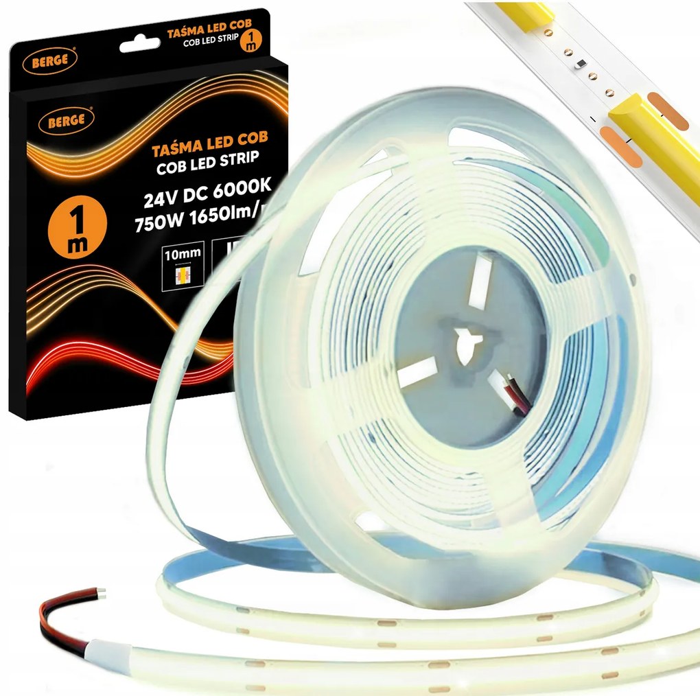 BERGE LED pásik COB Neon 24V - 528D - 15W/m - IP20 - 1650lm - 1m - studená farba