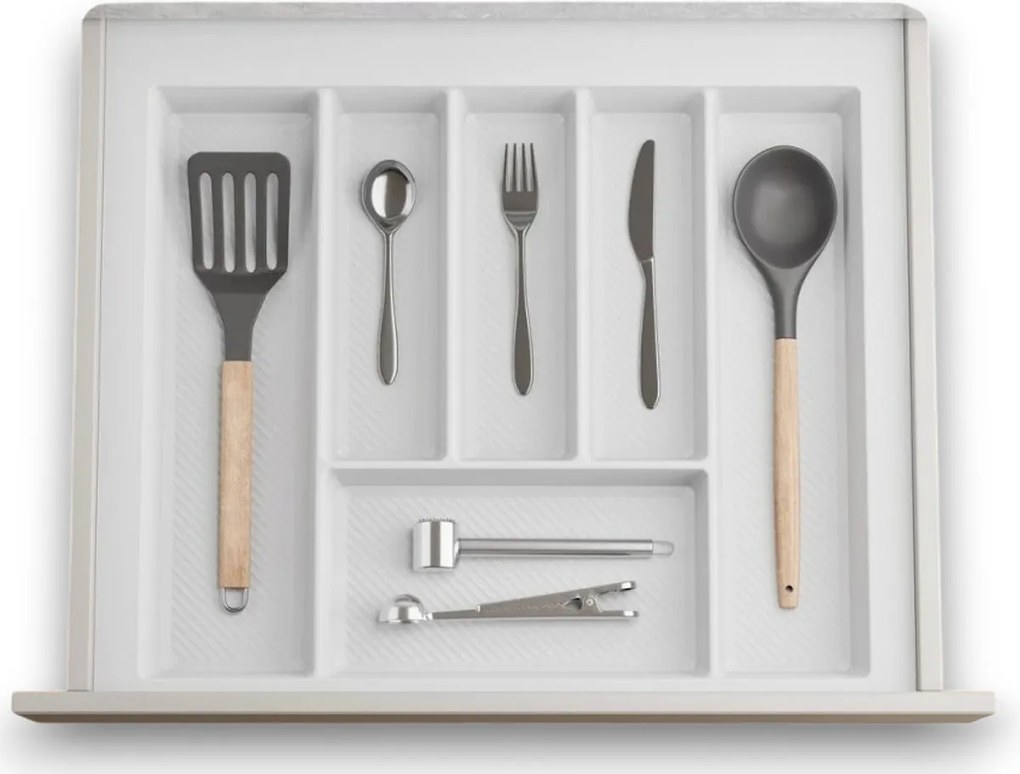 IN-DURO Príborník STRIPES 49 - 55 cm s hĺbkou 42 - 49 cm, biela