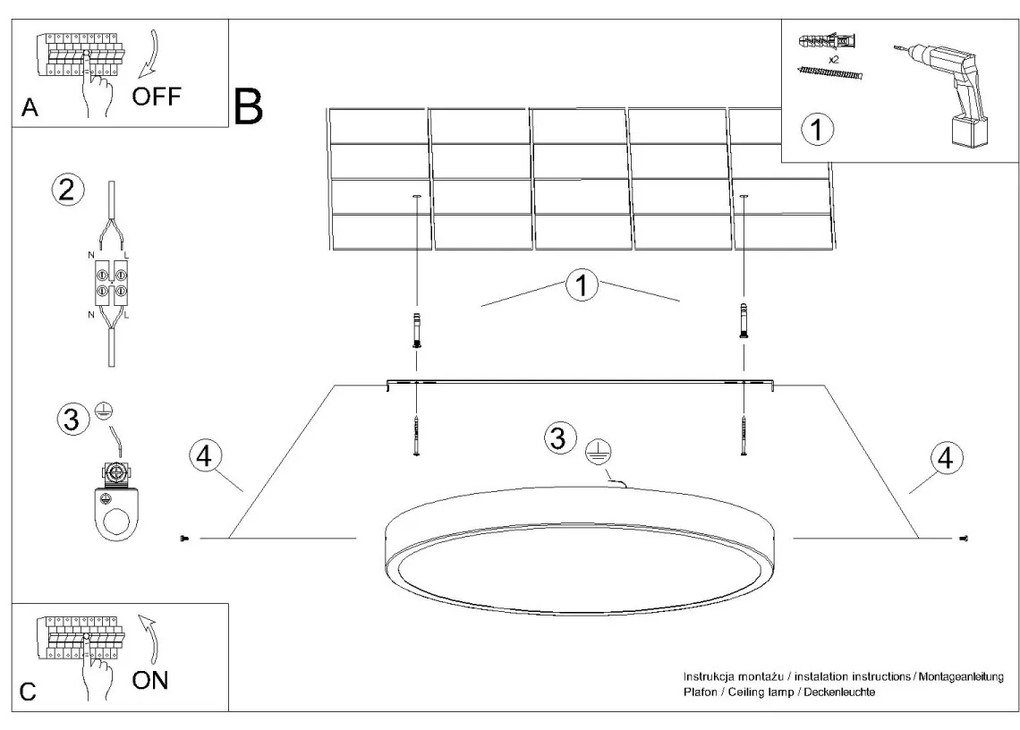 Stropné LED svietidlo Onyx 30, 1x LED 23w, 3000k, b