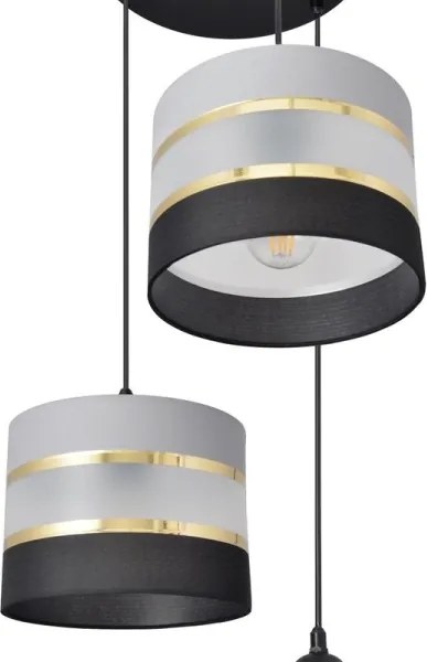 Luster na lanku HELEN 3xE27/15W/230V čierna/šedá/zlatá