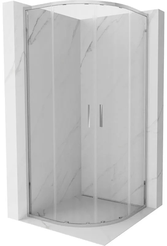 Mexen Exo, asymetrický sprchový kút s posuvnými dverami 80 x 80 cm, 6mm číre sklo, chrómový profil, 8132-080-080-01-00