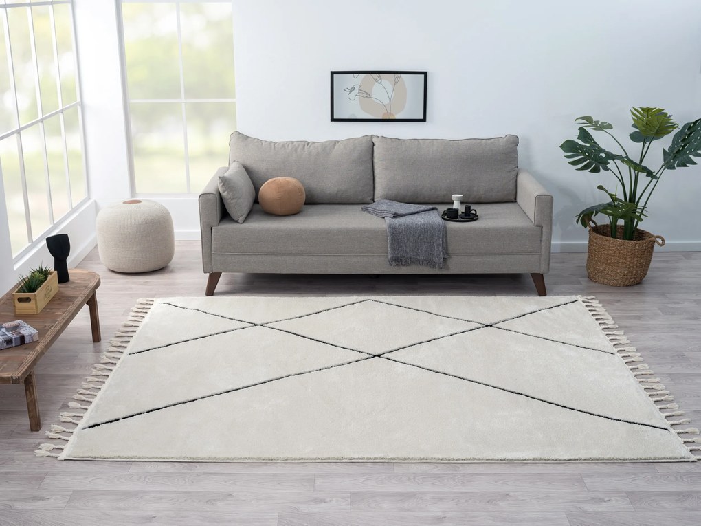 My Flair, Kusový koberec Moroccan Oasis weiß, 190x240, čiernobiela, obývacia izba