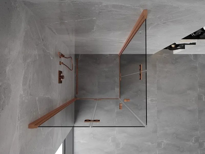 Mexen Mist-F Duo, skladací sprchový kút 120 x 120 cm, priehľadný, brúsená meď - 8A6-120L-120P-65-00