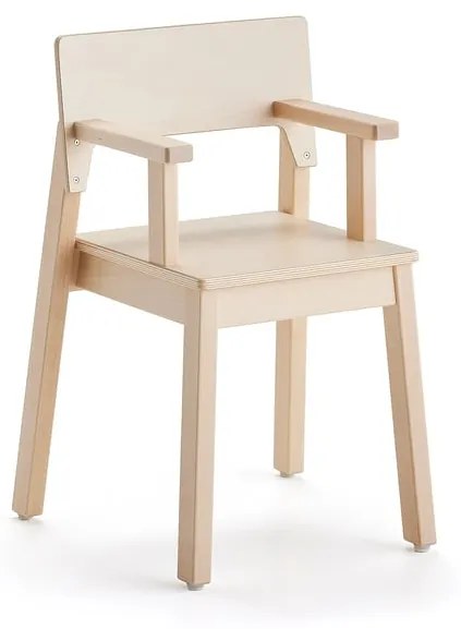Detská stolička LOVE s opierkami rúk, V 380 mm, breza, laminát - breza