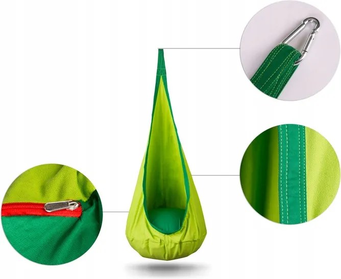 Dětské závěsné houpací křeslo NOKEL zelené